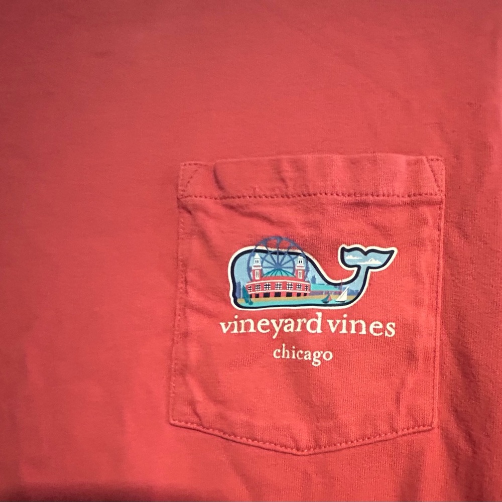 Vineyard Vines Salmon Pocket Tee Whale/Navy Pier Graphic